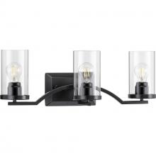 Progress P300258-031 - Lassiter Collection Three-Light Matte Black Clear Glass Modern Bath Vanity Light