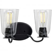 Progress P300262-031 - Durrell Collection Two-Light Matte Black Clear Glass Coastal Bath Vanity Light