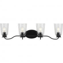 Progress P300264-031 - Durrell Collection Four-Light Matte Black Clear Glass Coastal Bath Vanity Light