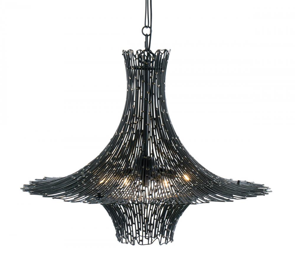 Rikki 6-Lt Chandelier - Carbon/Aged Gold