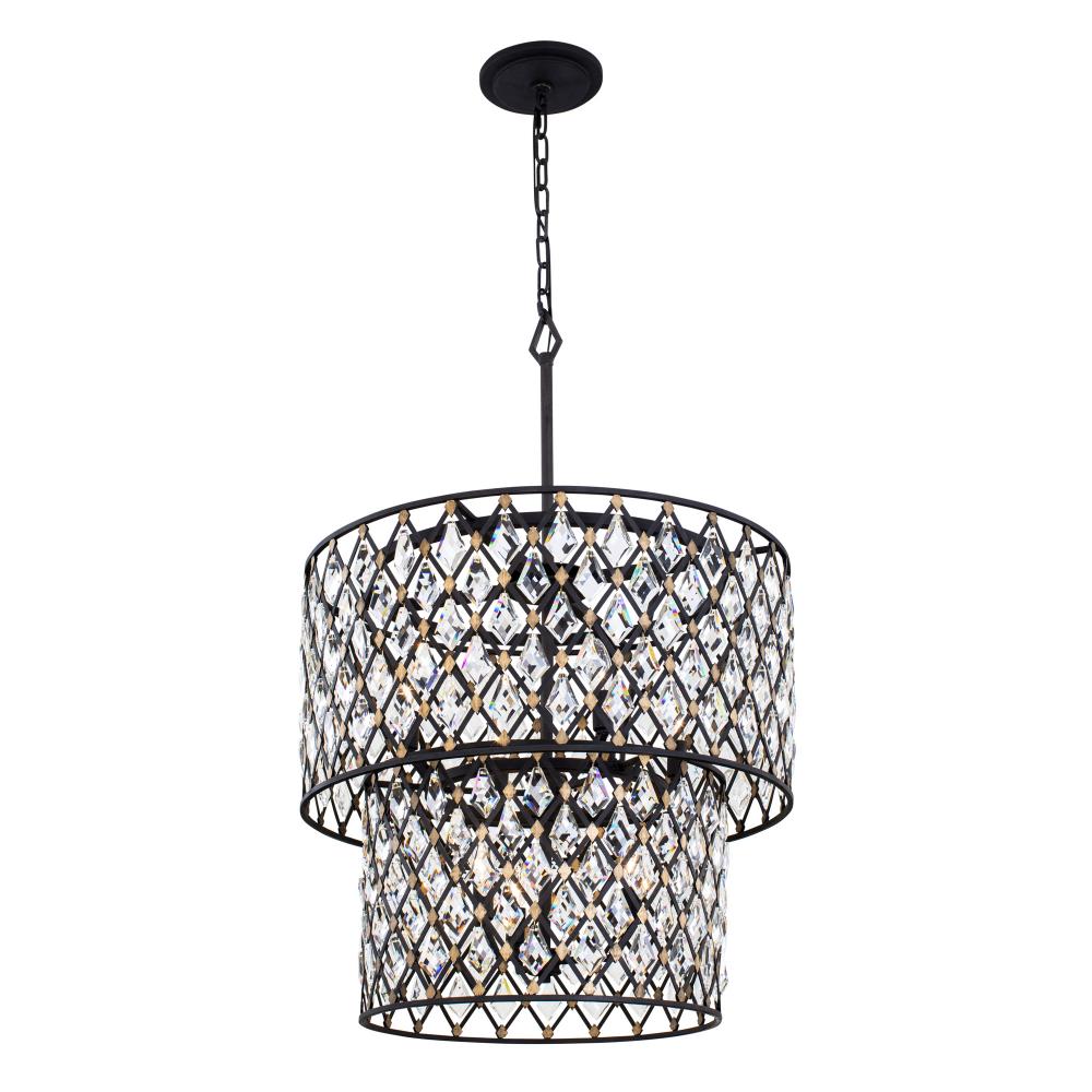 Windsor 7-Lt 2-Tier Crystal Chandelier - Carbon/Havana Gold