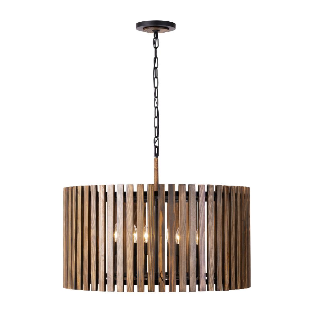 Suratto 8-Lt   Pendant - Matte Black/Medium Walnut