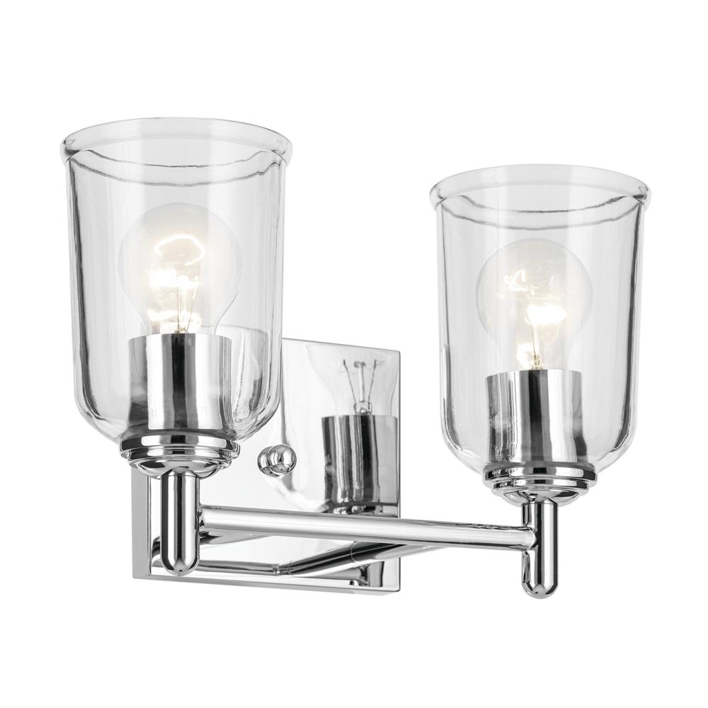 Shailene 12.5" 2-Light Vanity Light with Clear Glass in Chrome