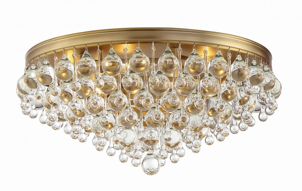 Calypso 6 Light Crystal Teardrop Vibrant Gold Flush Mount