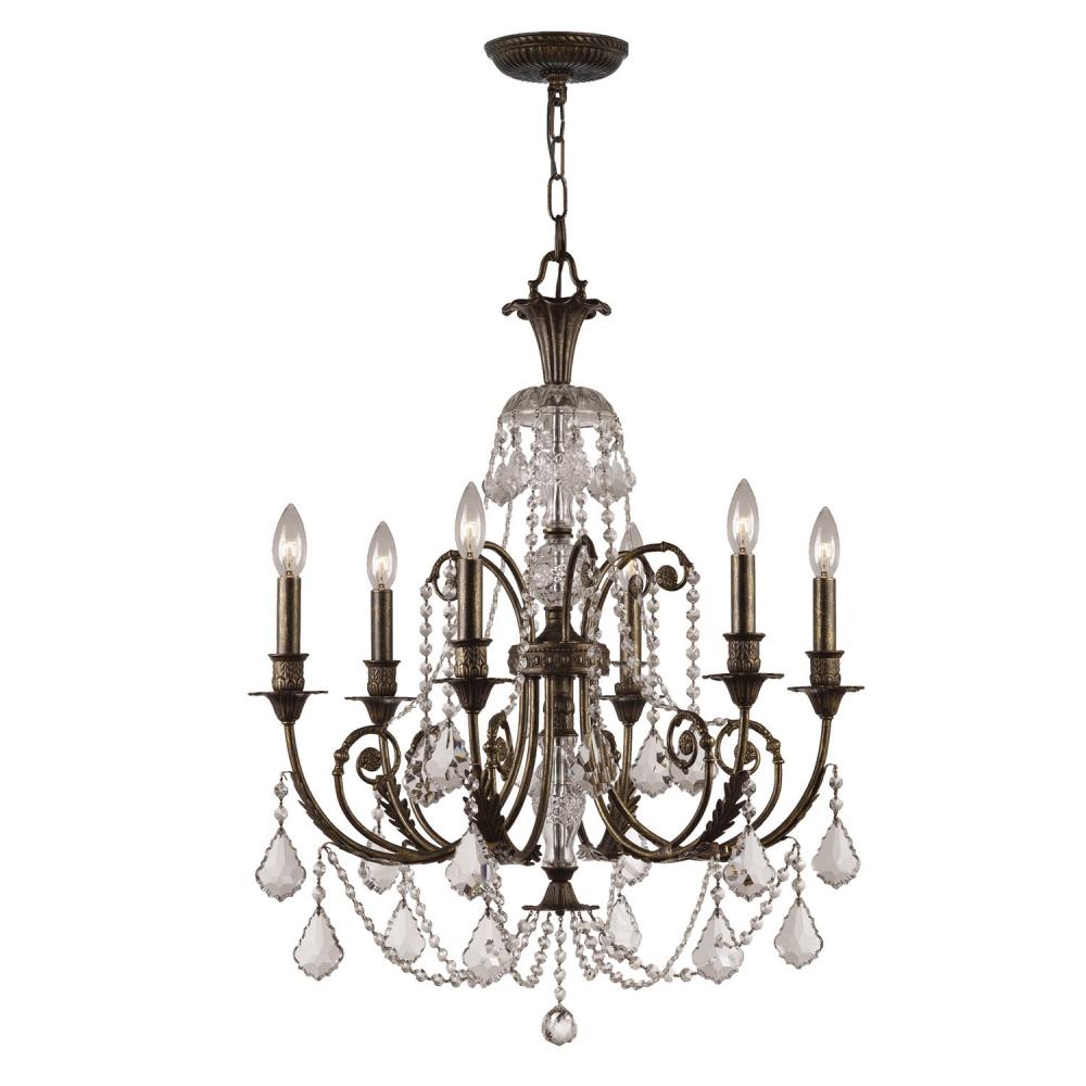 Regis 6 Light Spectra Crystal English Bronze Chandelier