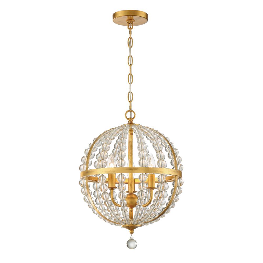 Roxy 3 Light Antique Gold Mini Chandelier