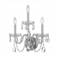 Crystorama 1033-CH-CL-MWP - Traditional Crystal 3 Light Hand Cut Crystal Polished Chrome Sconce