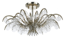 Crystorama 430-SA - 5 Light Antique Silver Modern Ceiling Mount Draped In Clear Glass Drops