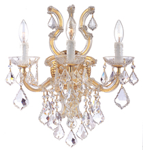 Crystorama 4433-GD-CL-MWP - 3 Light Gold Crystal Sconce Draped In Clear Hand Cut Crystal