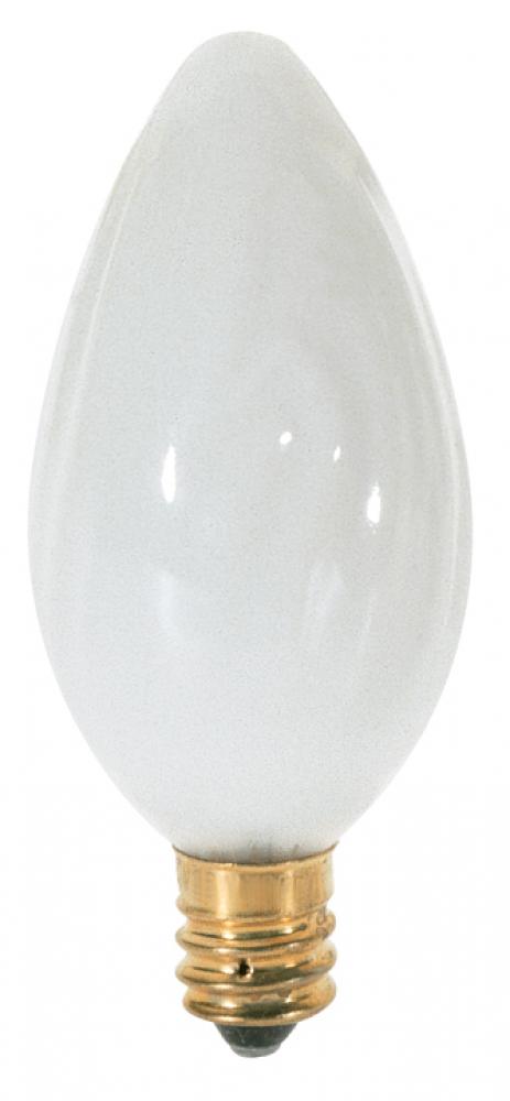 25 Watt F10 Incandescent; White; 1500 Average rated hours; 185 Lumens; Candelabra base; 120 Volt;