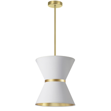 Dainolite CTN-121P-AGB-692 - 1LT Incand Pendant, AGB w/ GLD ring, WH/GLD Shade