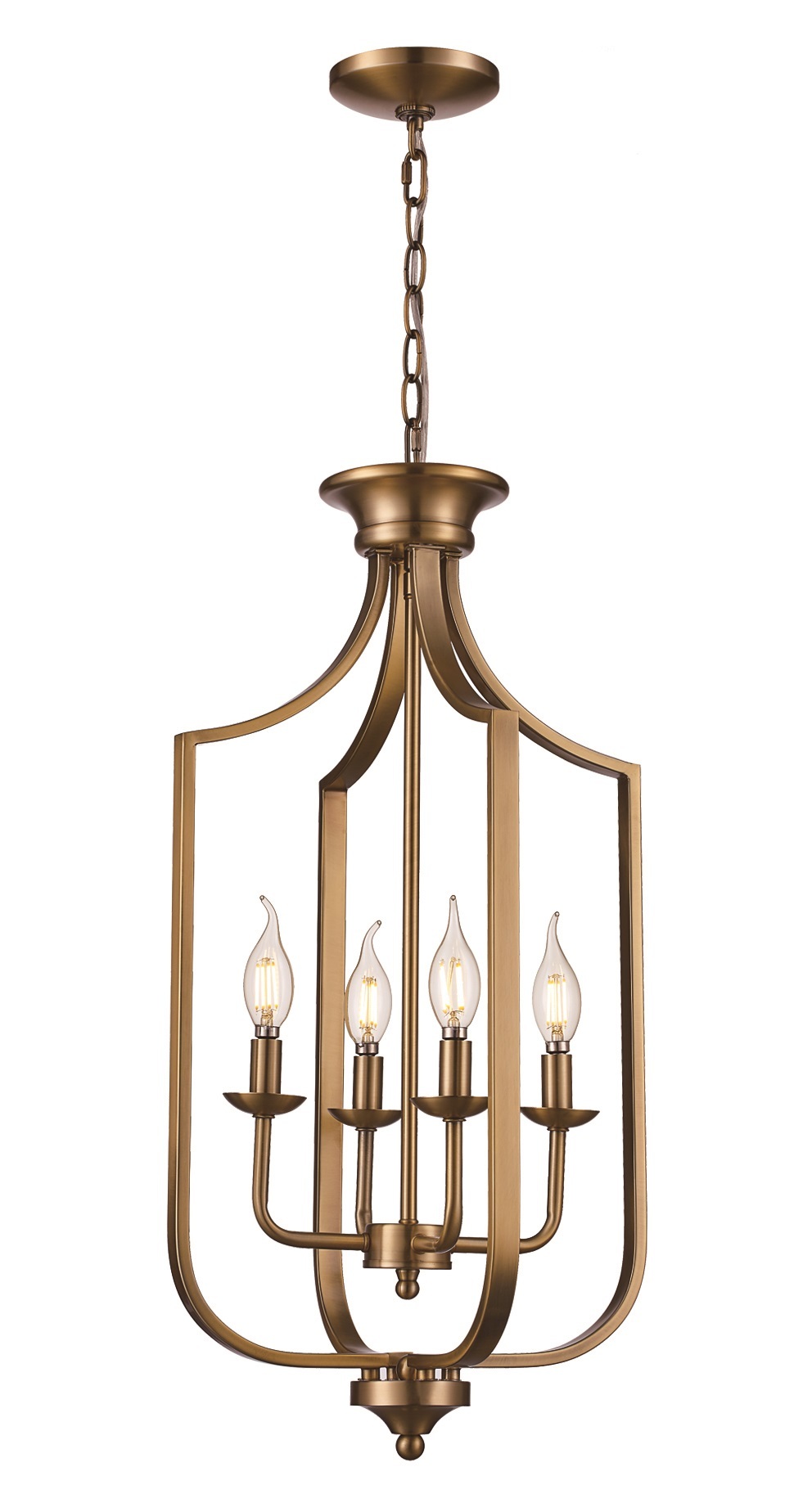 Hillcrest 27.5-in. High Antique Gold 4-Light Cage Chandelier