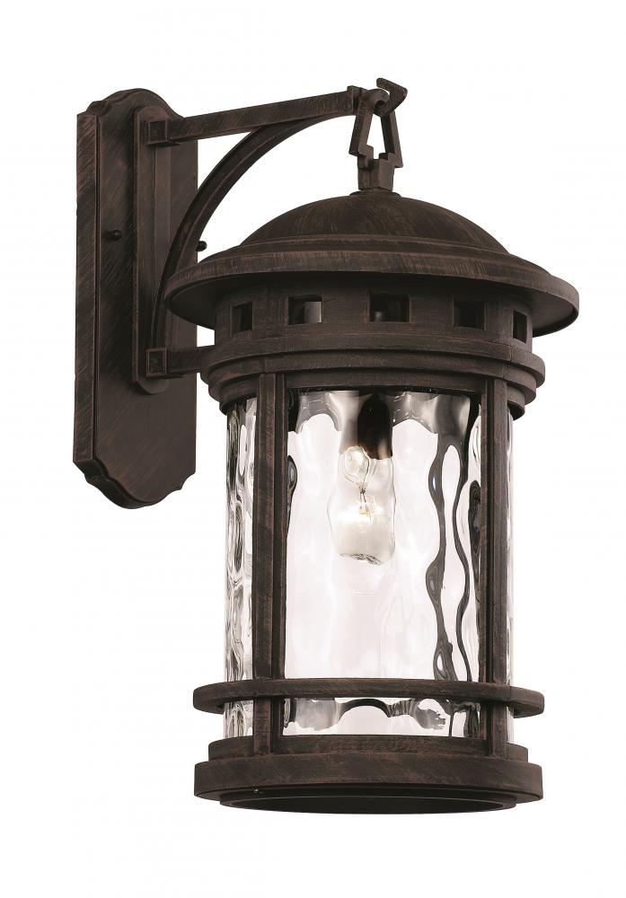 Boardwalk Collection 1-Light, Hook Hanging Wall Lantern with Water Glass