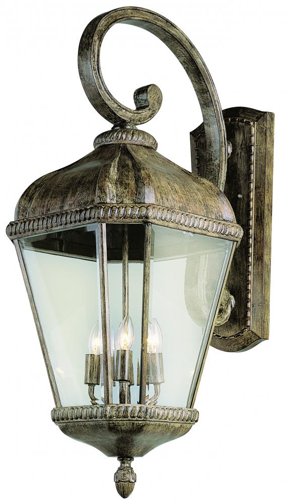 Covington 4-Light Braided Crown Trim and Clear Beveled Glass Coach Wall Lantern