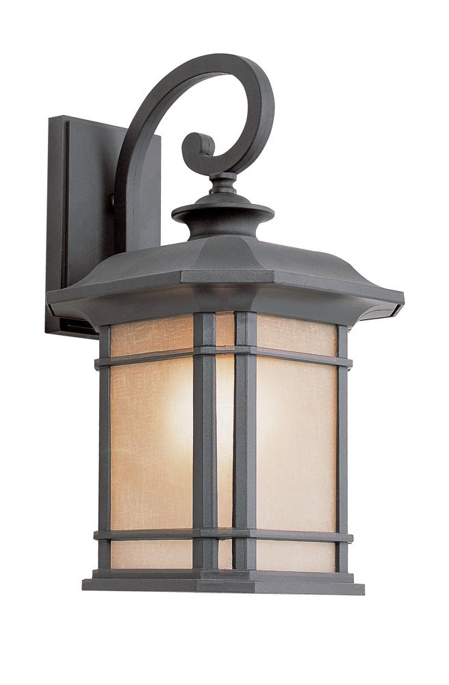 San Miguel Collection, Craftsman Style, Armed Wall Lantern with Tea Stain Glass Windows