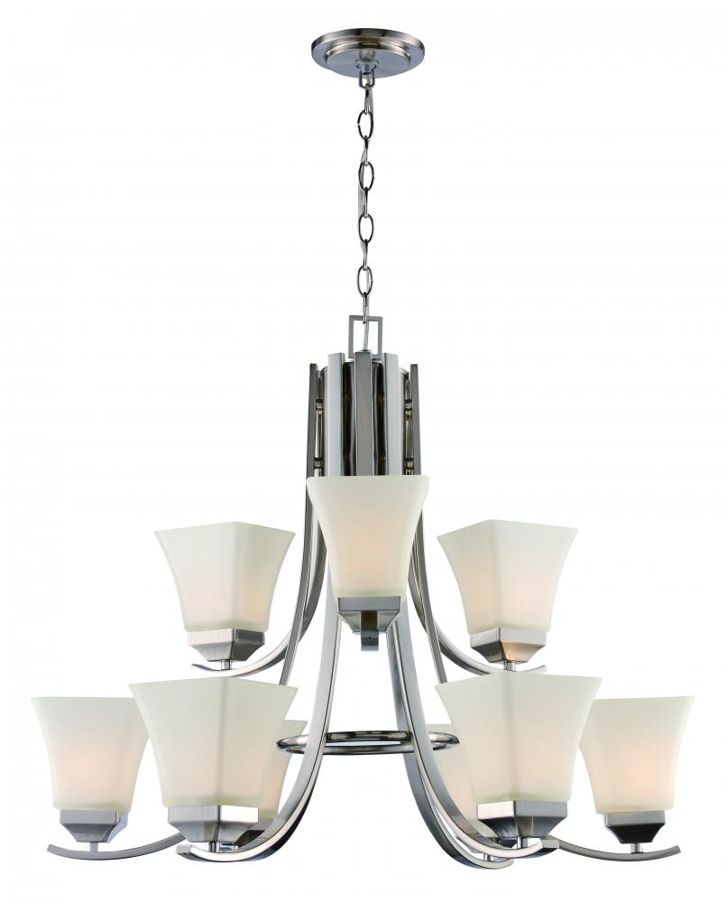 9LT CHANDELIER-BELL GLASS-BN