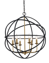 Trans Globe 70656 BK/AG - 6LT CHANDELIER-MULTI RING ORB-