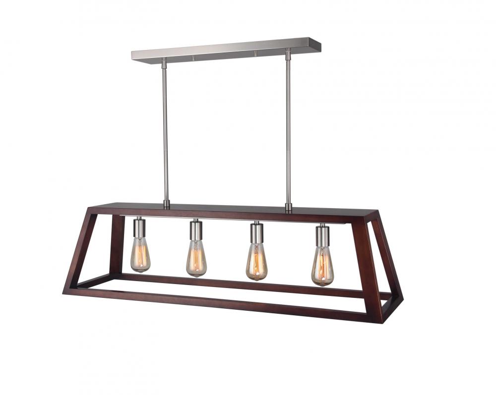 Woodbridge Lighting 17222STN-WLK4WN Walden Wood Island Pendant