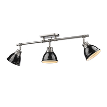 Golden 3602-3SF PW-BK - Duncan 3 Light Semi-Flush - Track Light in Pewter with Black Shades