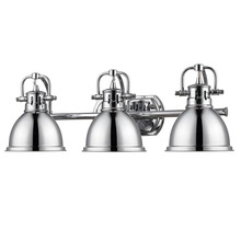 Golden 3602-BA3 CH-CH - Duncan 3 Light Bath Vanity in Chrome with a Chrome Shade