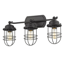 Golden 9808-BA3 BLK - Seaport 3-Light Bath Vanity in Matte Black