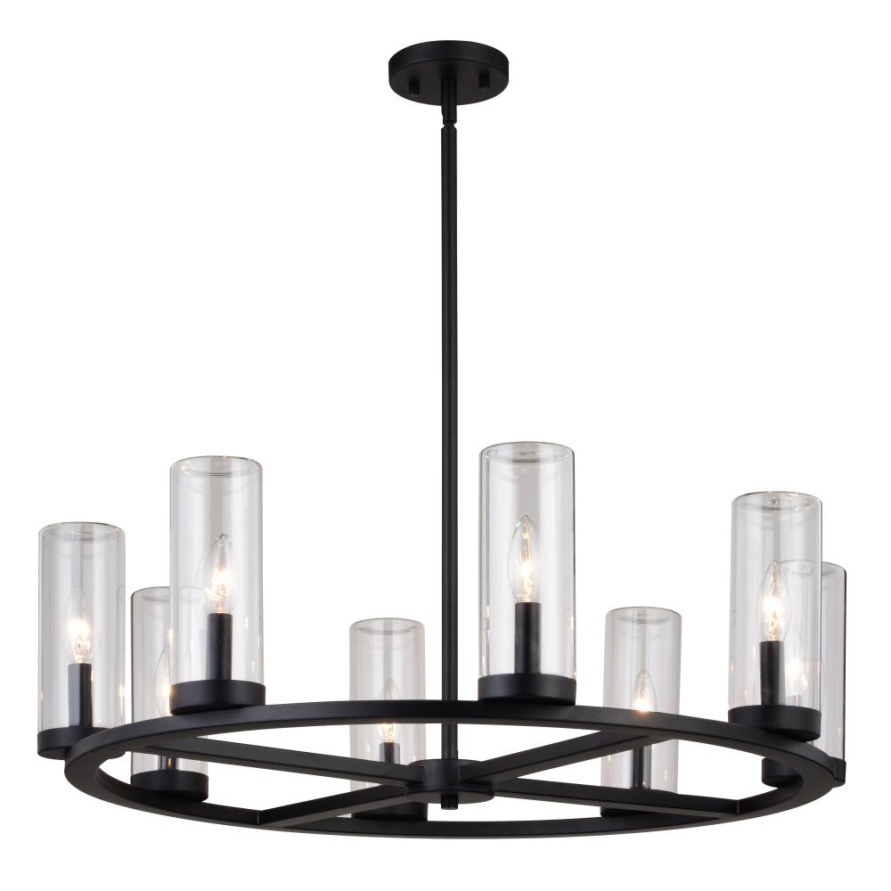 Grantley 30-in 8 Light Indoor-Outdoor Chandelier Matte Black