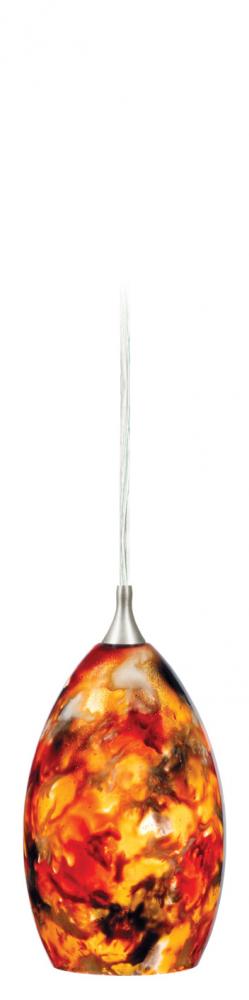 Milano 4.5-in Mini Pendant Ember Mélange Glass Satin Nickel