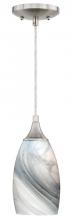 Vaxcel International P0176 - Milano 4.75-in Mini Pendant Marble Swirl Glass Satin Nickel