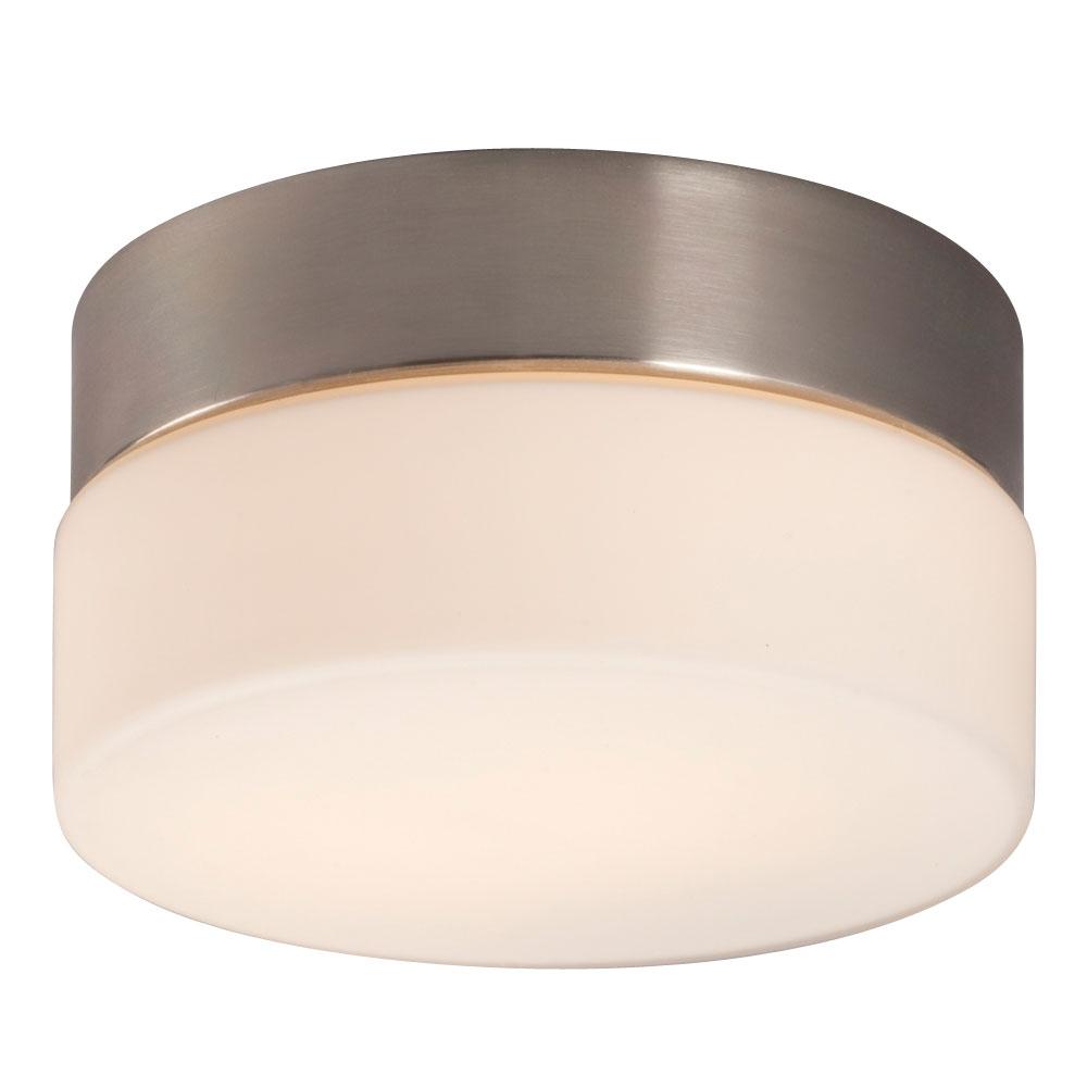 LED Flush Mount Ceiling Light - in Brushed Nickel finish with Satin White Glass