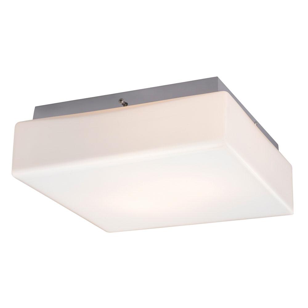 Flush Mount Ceiling Light - in Polished Chrome finish with Satin White Glass