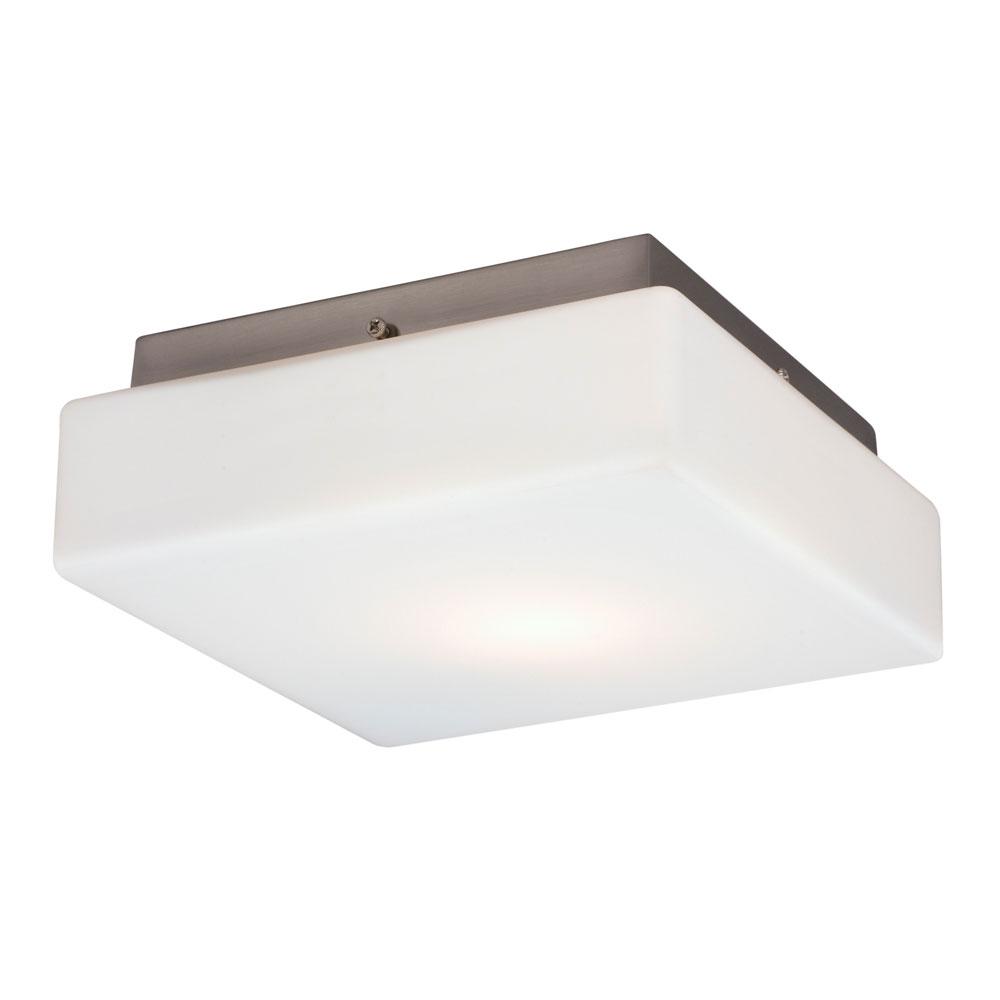 Flush Mount Ceiling Light - in Brushed Nickel finish with Satin White Glass