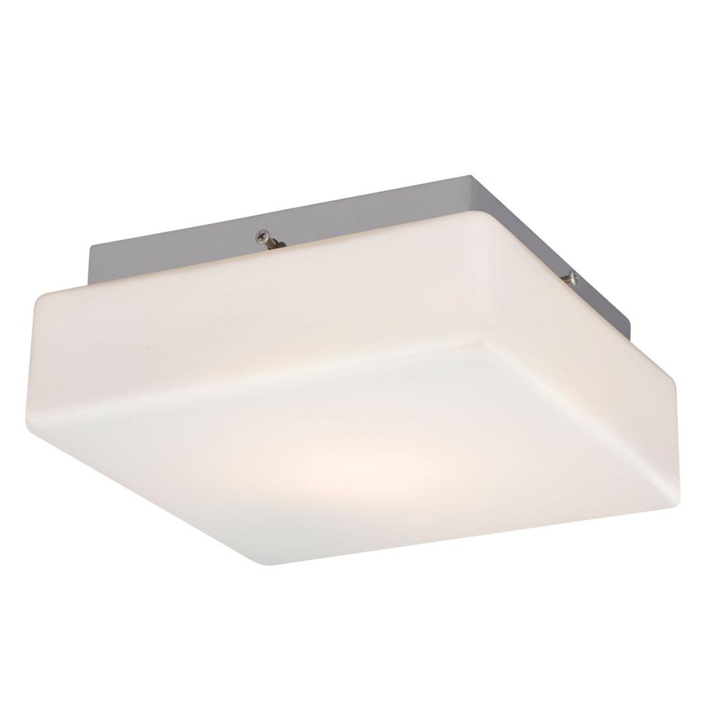 Flush Mount Ceiling Light - in Polished Chrome finish with Satin White Glass