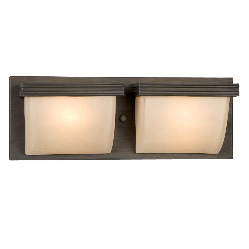 Two Light Vanity - Oil Rubbed Bronze w/ Light Mocha Seeded Glass