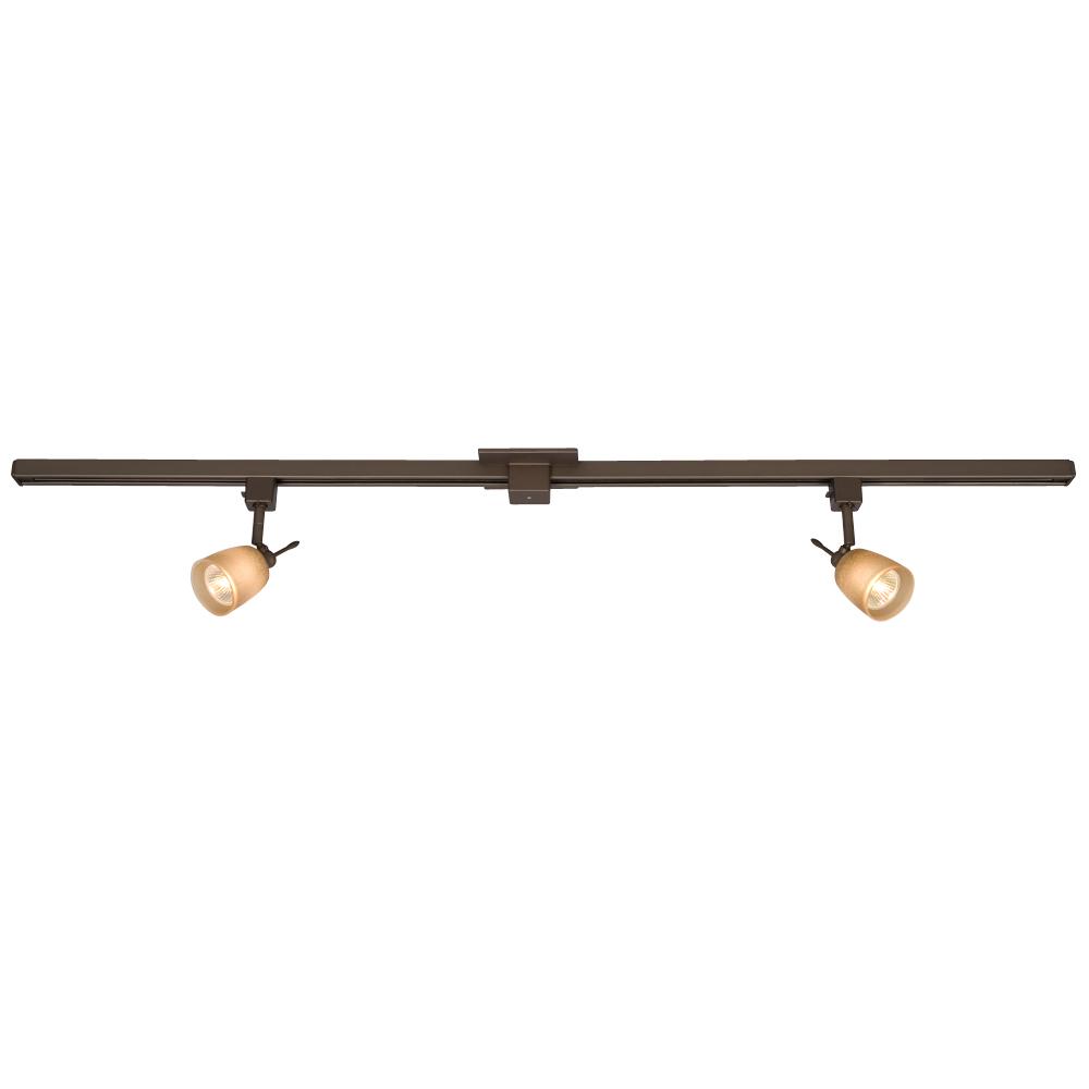 4' Two Light Halogen Track Kit - Bronze w/ Tea Stain Glass