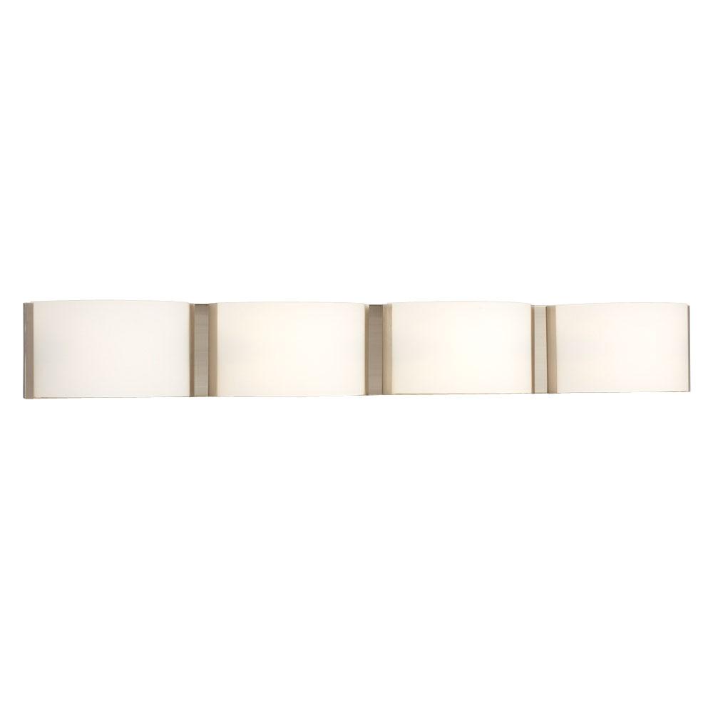 LED 4-Light Bath & Vanity Light - in Brushed Nickel finish with Satin White Glass