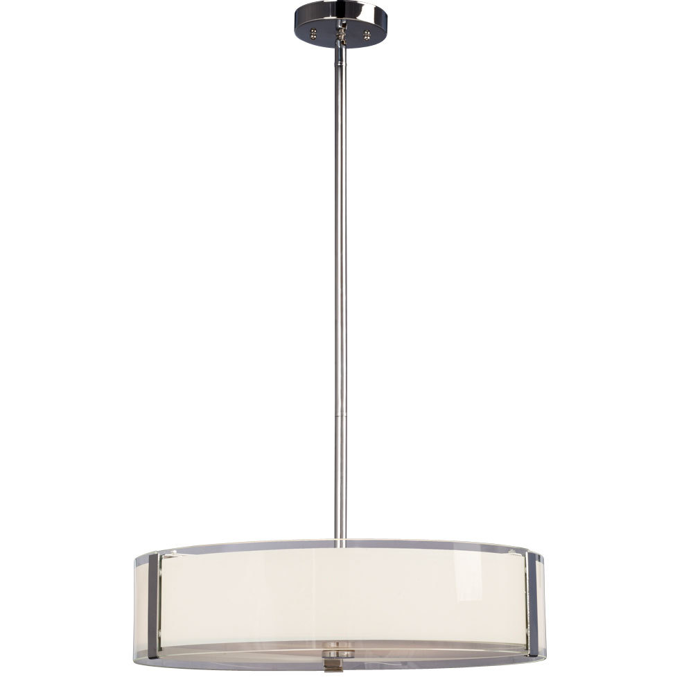 Pendant - in Polished Chrome finish with Opal White & Clear Glass, includes 6", 12" & 18"