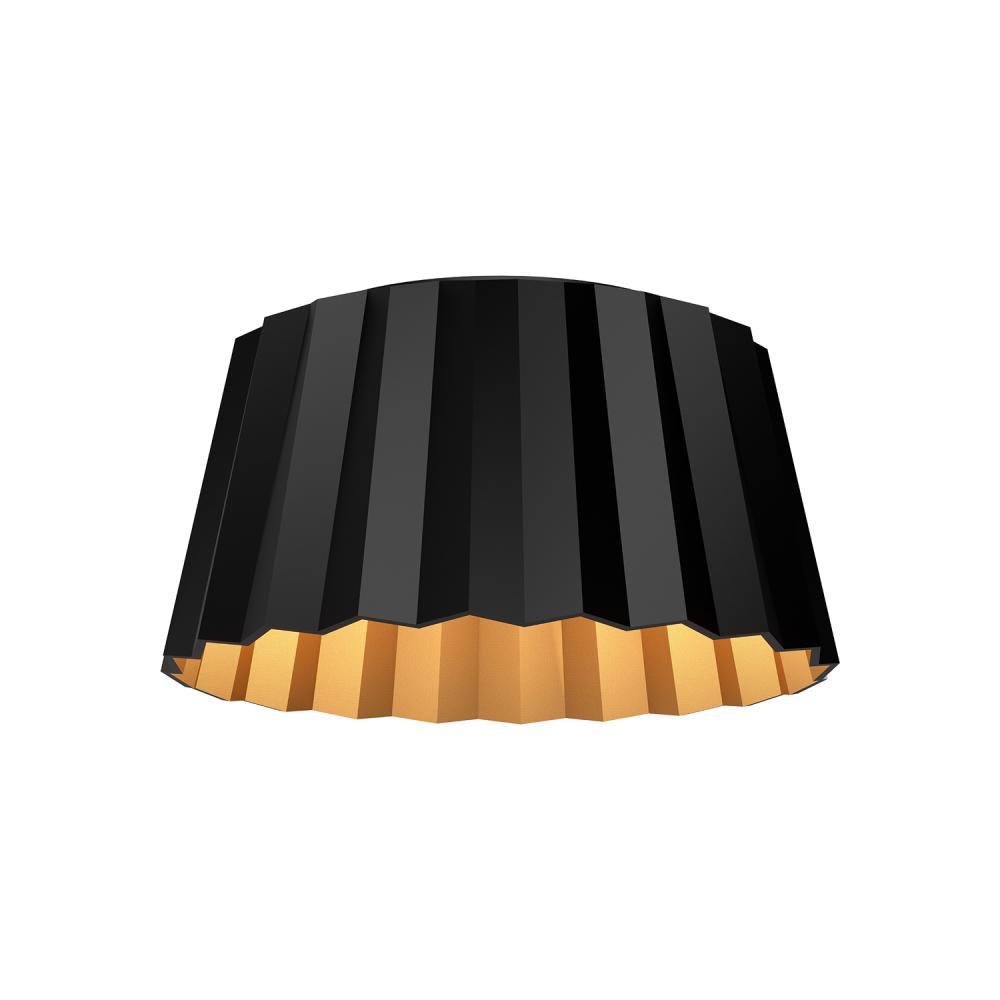 Plisse 14-in Matte Black 2 Lights Flush Mount