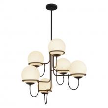 Alora Lighting CH458632MBOP - Alba 32-in Matte Black/Opal Glass 6 Lights Chandelier