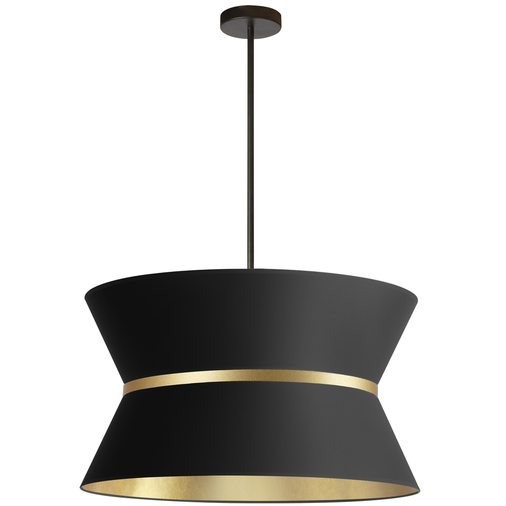 4LT Incan Chandelier, MB w/ GLD ring, BK/GLD Shade