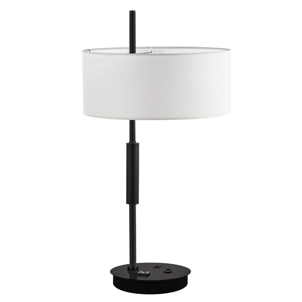 1LT Incandescent Table Lamp, MB w/ WH Shade