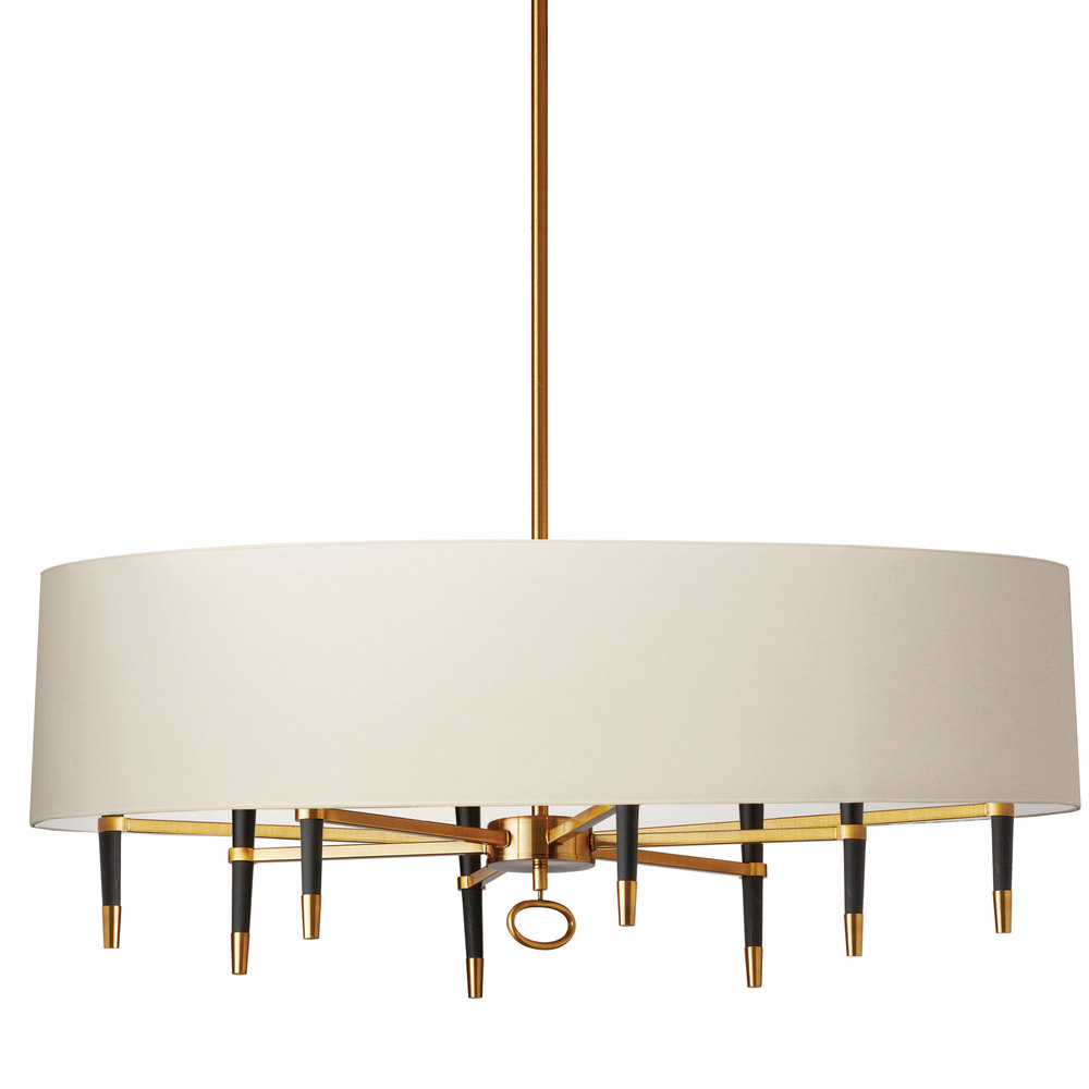 8LT Incandescent Chandelier, VB w/ Cream Shade