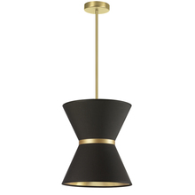 Dainolite CTN-121P-AGB-698 - 1LT Incand Pendant, AGB w/ GLD ring, BK/GLD Shade