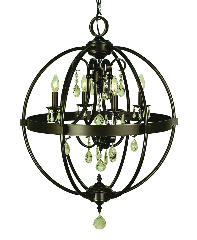 4-Light Polished Nickel Compass Dining Chandelier