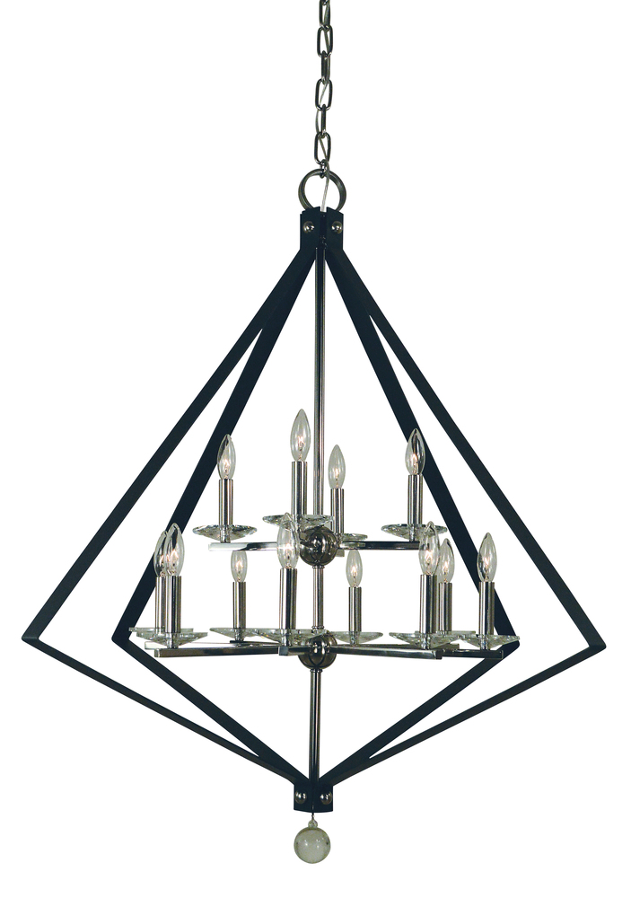 12-Light Satin Brass/Matte Black Ice Chandelier