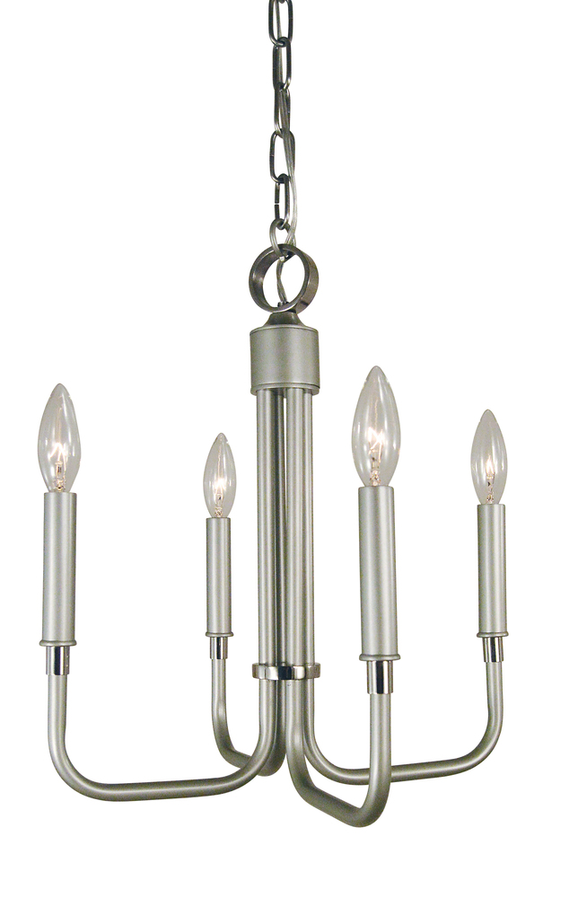 4-Light Satin Pewter/Polished Nickel Lara Mini Chandelier