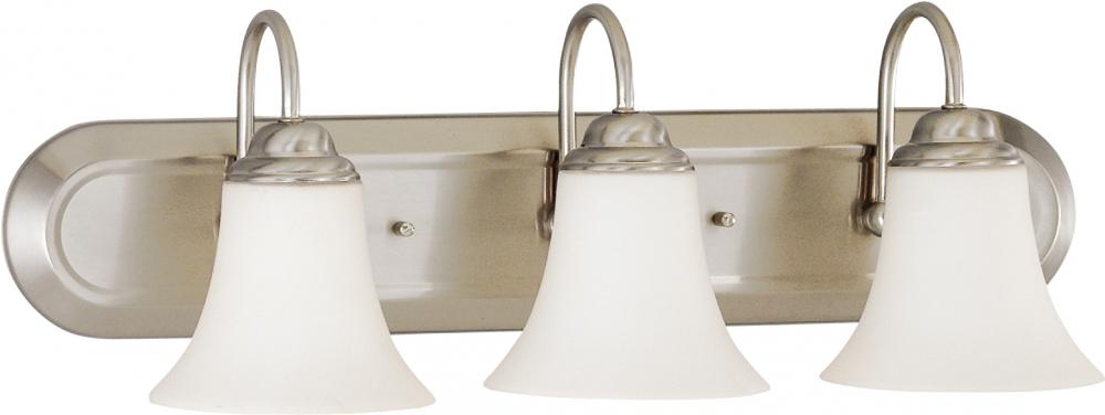 Dupont - 3 Light Vanity with Satin White Glass - Brushed Nickel Finish