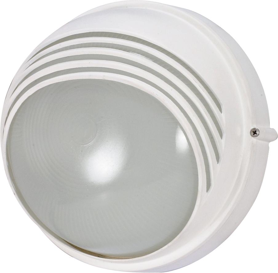 1 Light - 10" Round Hood Bulkhead - Semi Gloss White Finish