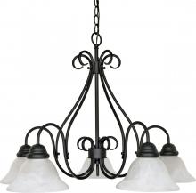 Nuvo 60/381 - Castillo - 5 Light Chandelier with Alabaster Swirl Glass - Textured Flat Black Finish