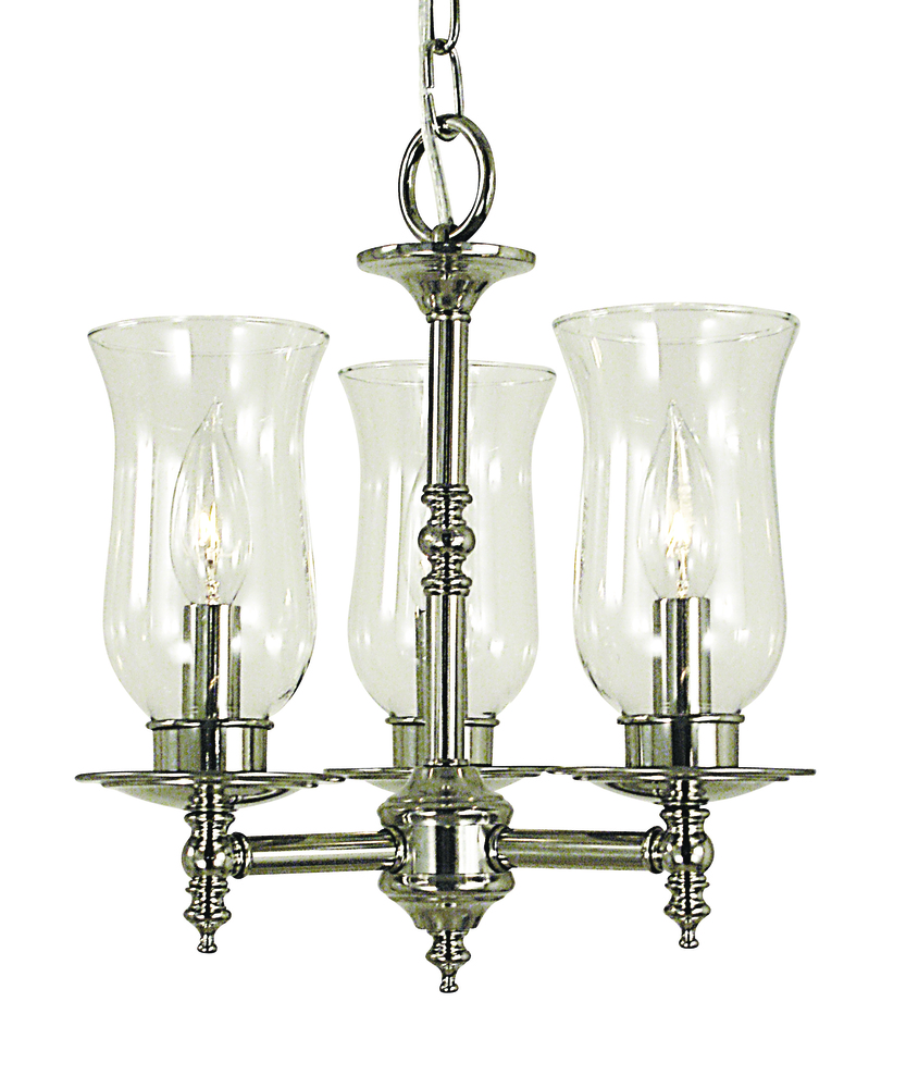 3-Light Polished Brass Sheraton Mini Chandelier