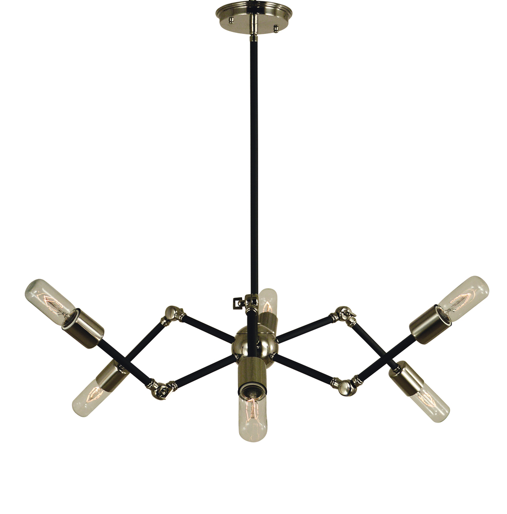 6-Light Antique Brass/Matte Black Felix Chandelier